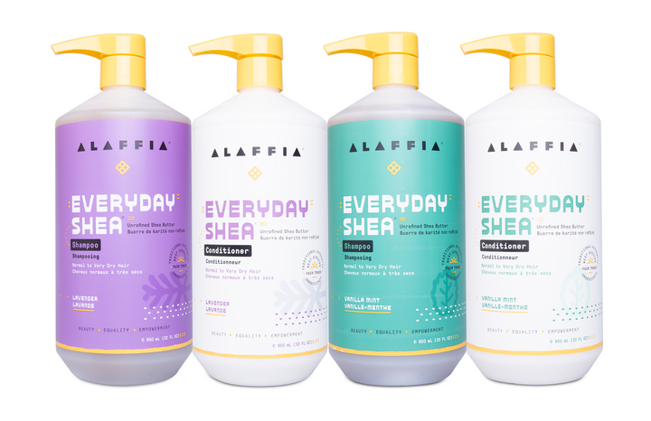 Alaffia fair trade conditioner and shampoo with choice of vanilla mint and lavender scent