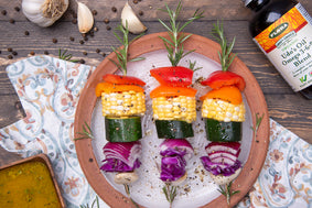 Sweet and Citrusy Italian Dressing over Rosemary Skewers