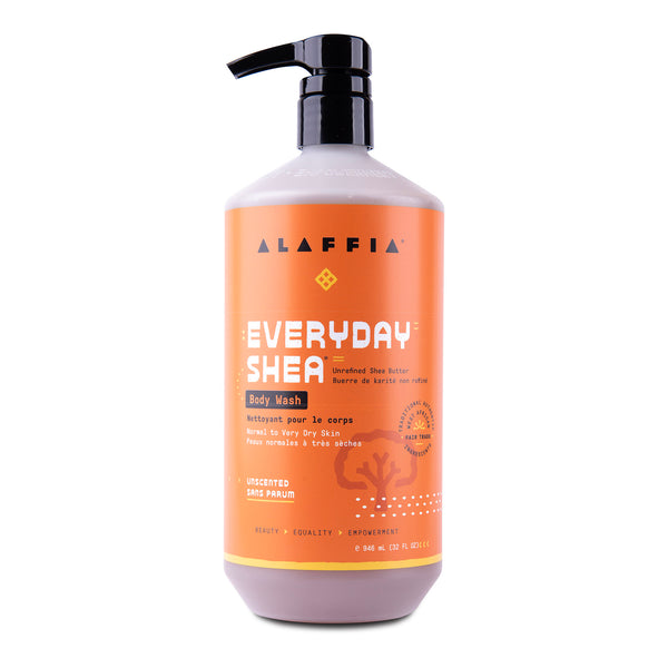 Alaffia EveryDay Shea Body Wash - Non parfumé | Nettoyant pour le corps au beurre de karité et margousier - sans parfum Alaffia