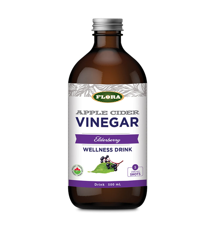 apple cider vinegar wellness drink with elderberry in 500mL container