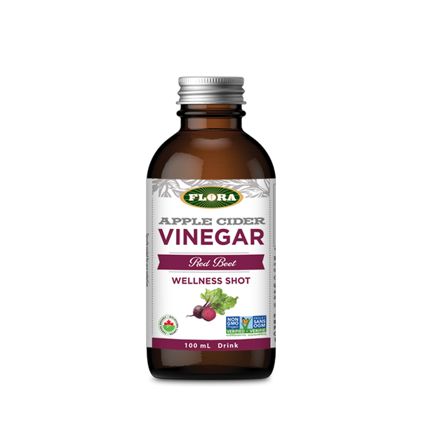 Red beet apple cider vinegar 100mL bottle, non-gmo wellness shots by Flora