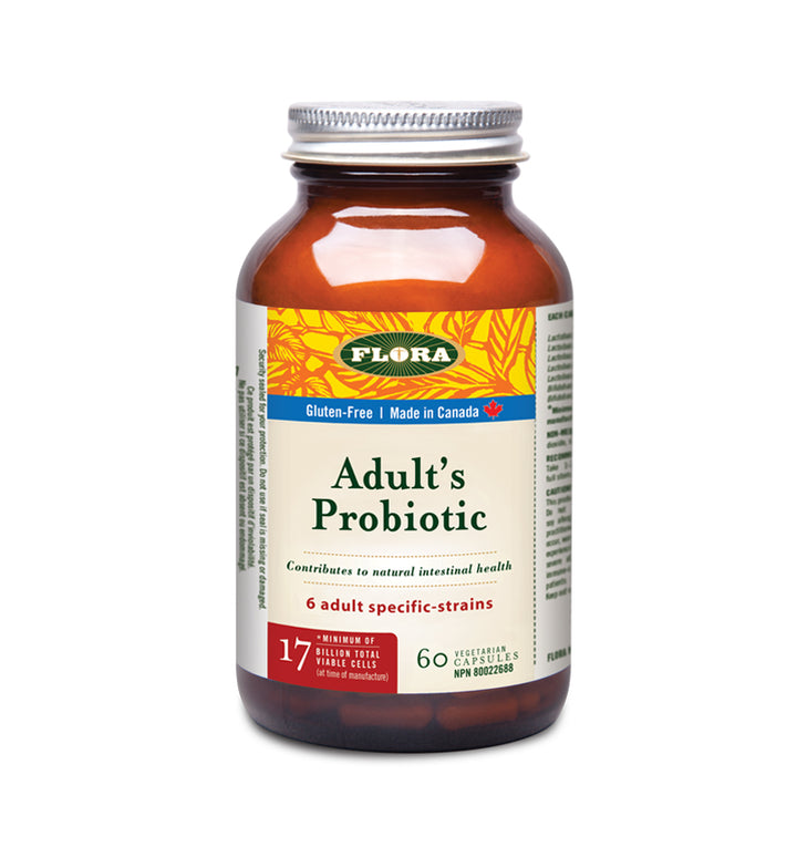 probiotics for adults, 60 capsules of gluten-free probiotics with 6 strains, made in Canada