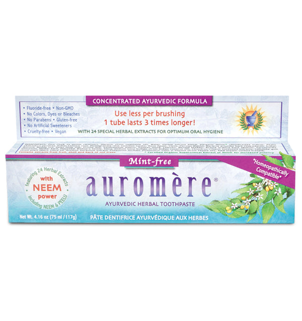 ayurvedic toothpaste that is homeopathically compatible and mint-free as well as vegan and gluten-free