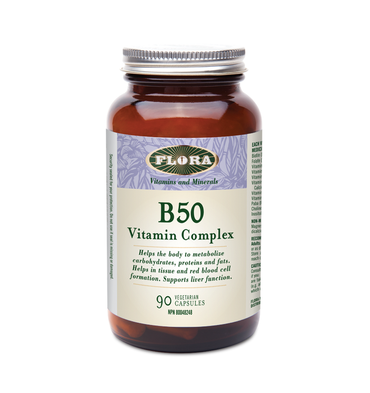 Flora Health B50 vitamin complex capsules for metabolism and support of liver and red blood cell formation