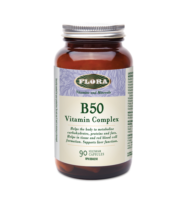 Flora Health B50 vitamin complex capsules for metabolism and support of liver and red blood cell formation