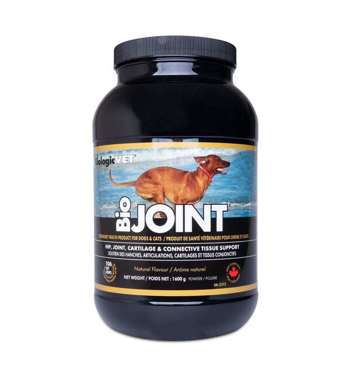 pet hip and joint health supplements in 1,600 g BiologicVET container