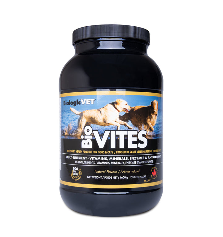 dog and cat vitamins, minerals, enzymes, and antioxidants in 1,600 g supplement container for pets 