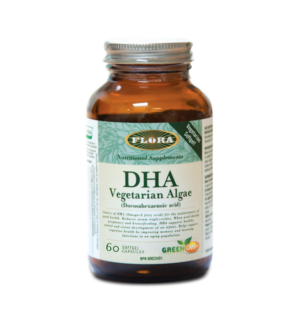 DHA gel capsules from vegetarian algae by Flora Health