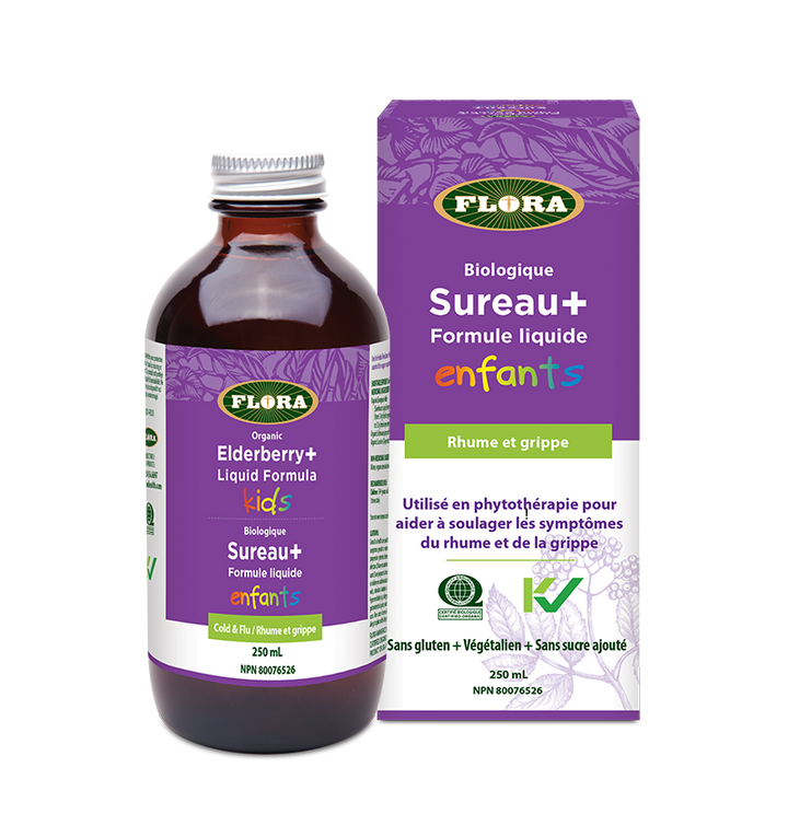 kids' liquid elderberry supplement used to help relieve cold and flu symptoms