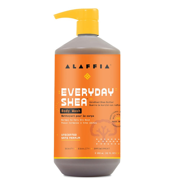 Alaffia EveryDay Shea Body Wash - Non parfumé | Nettoyant pour le corps au beurre de karité et margousier - sans parfum Alaffia