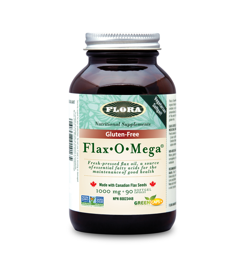 freshly pressed flaxseed oil, a source of essential fatty acids for the maintenance of good health in 90 vegetarian capsules