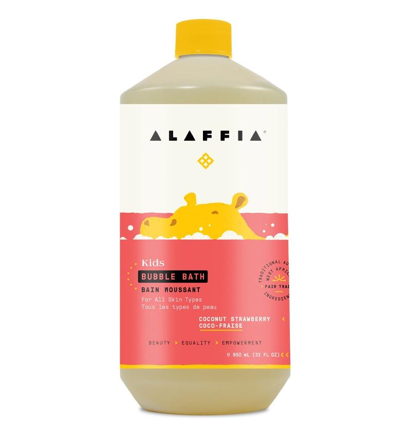 Alaffia fair trade bubble bath for kids with coconut strawberry scient