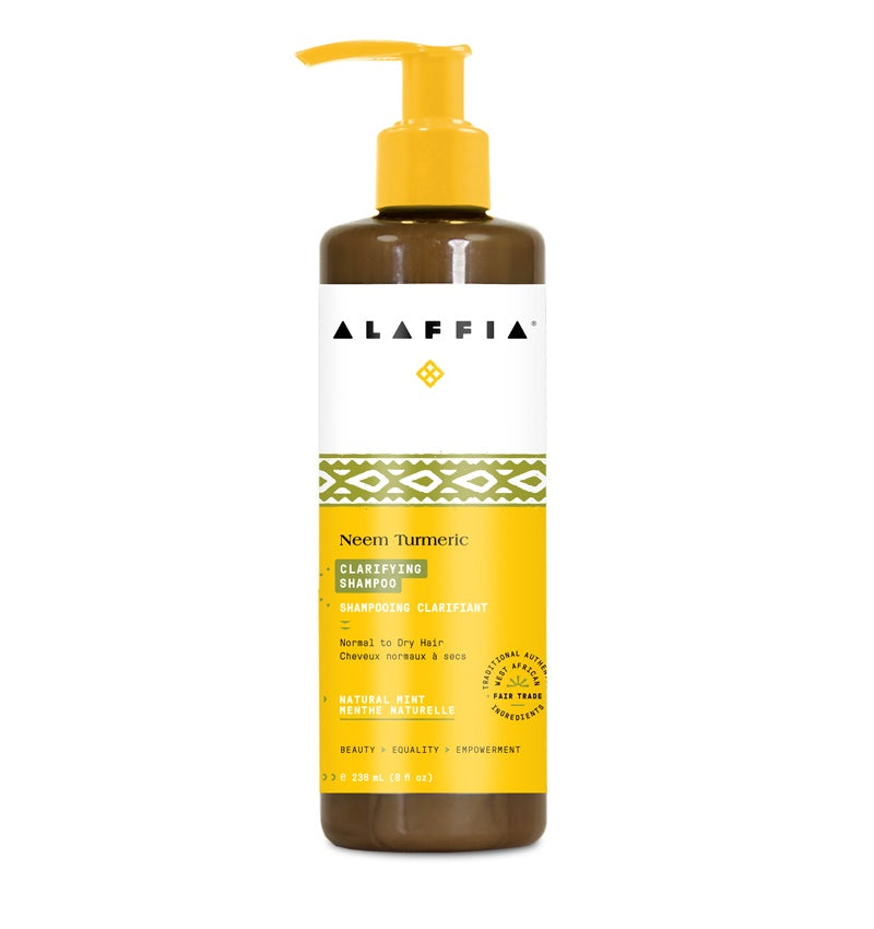 turmeric shampoo with neem and natural mint scent, fair trade by Alaffia