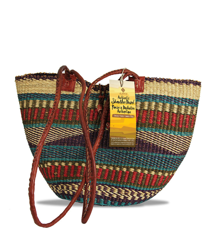 Hand woven fair trade shoulder bag from Africa by Alaffia